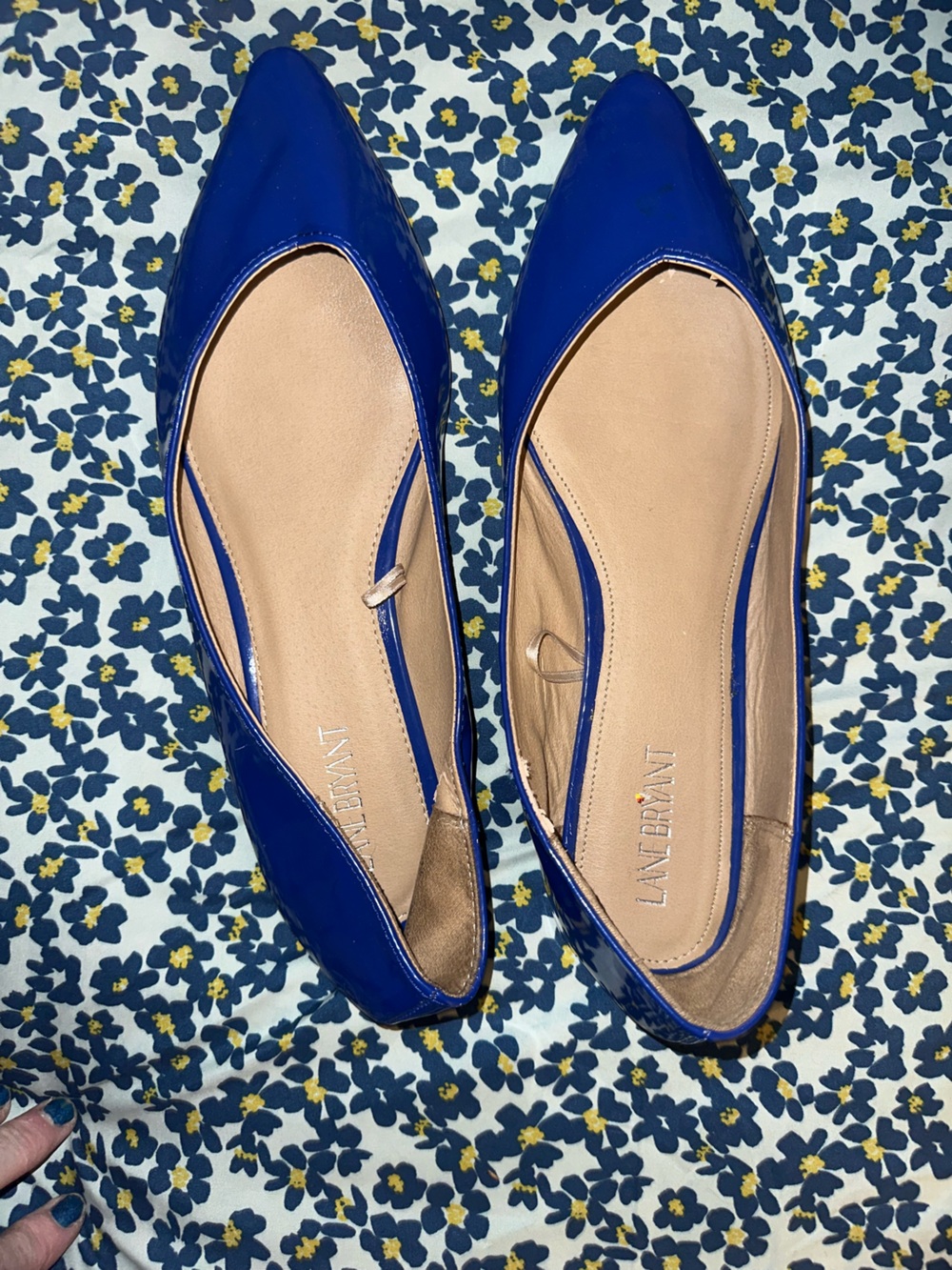 Lane Bryant Royal Blue Patent Pointed-Toe Flats